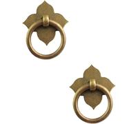 OIFAODAO, Tiradores for tazas, pomos vintage, tiradores, anillo for cajón de trébol cuatro hojas, herrajes un solo orificio for cocina y baño, bronce, 2 piezas ，Tiradores de anilla