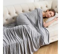 OIGAE Manta refrescante, manta fresca para cama, sofá, manta de verano de 130 x 150 cm, delgada, ligera, transpirable, suave, diseño jacquard de doble cara, color gris, manta para mantener el frío