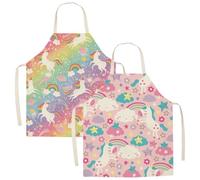 OIGWBPH 2 piezas Delantal Niña Niño Ajustable,Delantales para Niños Infantiles Cocina con Bolsillos,Personalizado Delantal Infantil Cocinero Pintura Manualidades Chef Pintar Jardín (para 4-12 años)