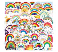 OIGWBPH 50 piezas de pegatinas,autocolantes,cromos,paint by sticker,pegatinas bluey de arcoíris,adecuadas para equipaje,teléfonos móviles,cascos para niños,ordenadores,cuadernos (Arcoíris)