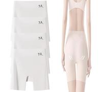 oihgerg Choosemuc Ice Silk Panties, 3-in-1 Panties Women High-Waist Ice Silk Underwear W/Tummy-Control Hip-Lifting Seamless Pants (White, L)