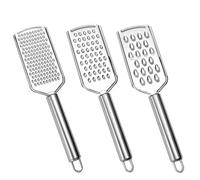 Oiieco Juego de 3 Ralladores de Cocina de Acero Inoxidable - Rallador Manual con 3 Tamaños de Malla, Rallador de Queso, Verduras, Jengibre, Zester de Limón, Apto para Lavavajillas