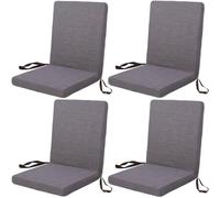 OIJKLA Cojines de Asiento para Exterior Impermeables, 4 Piezas, 110 x 50 x 5 cm, cojín de Silla de jardín con Respaldo Alto con Lazos, cojín de Asiento para sillas de jardín, tumbonas.
