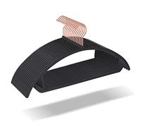 OIKA Perchas de plástico para Trajes, Paquete de 50 Unidades, Ganchos de Color Oro Rosa, Ganchos Antideslizantes Que ahorran Espacio, Perchas Resistentes para Pantalones, Perchas Negras