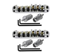 Oikabio 2X Puente de Melodia-O- Sillin Rodillo Plateado Metal Cromado para El Reemplazo de la Guitarra Electrica del Estilo de