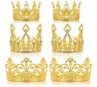 Oikabio Juego de 6 adornos para tarta de cumpleaños con forma de corona de cristal para decoración de cupcakes para bodas, fiestas de cumpleaños.