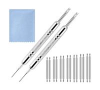 Oikabio Kit de herramientas de extracción de correa de reloj con barra de resorte, paño de limpieza de reloj, kit de extracción de para ajuste de correa, plata