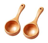Oikabio Pala de sal de baño, cuchara de madera para bidón, pala de harina, cucharón para cocinar 2 unidades