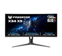 Monitor Acer Predator X34 X5bmiiphuzx 34" UltraWide Quad HD 240Hz QD-OLED Curvo Tiempo de Respuesta 0,03ms FreeSync Premium Pro HDR10 Altura Ajustable Altavoces
