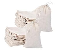 Oikabio Paquete de 50 bolsas de muselina de algodón, bolsas multiusos con cordón para té, joyas, bodas, fiestas, recuerdos de almacenamiento (4 x 6 pulgadas)
