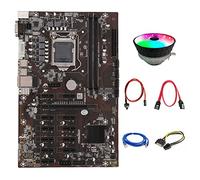 Oikabio Placa base B250 BTC Minería 12 GPU LGA1151 con cable de red RJ45+ventilador de refrigeración+cable para tarjeta gráfica ETH Miner