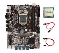 Oikabio Placa base de minería B75 BTC + CPU G1620 + cable SAT cable interruptor LGA1155 8XPCIE adaptador USB B75 USB BTC placa base