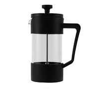 Oikabio Prensa para cafetera y té, prensa de café de vidrio de borosilicato grueso, sin óxido y apta para lavavajillas, color negro