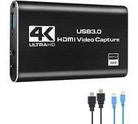 Oikabio - Tarjeta de grabación de audio y vídeo, 4K USB 3.0, adaptador de grabación, convertidor de vídeo para videojuegos, streaming y grabación de vídeo en directo