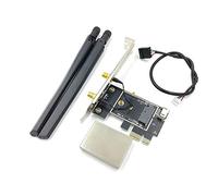 Oikabio Tarjeta InaláMbrica NGFF M2 a PCI-E Adaptador Convertidor Bluetooth de Escritorio Pcie 2 Antenas de CA para AX200 9260AC 8265NGW