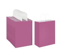 Oikss Paquete de 100 bolsas de regalo grandes de papel natural liso de 10 x 5 x 13 pulgadas con asas a granel, bolsas kraft para fiestas de cumpleaños, comestibles, compras, negocios, bolsas de