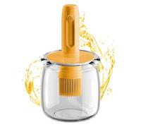 Oil Bottle, Retractable Brushes Dispenser, 3.19x3.19x6.18 inches Oil Storage Container, Heat-Resistant Silicone Brush, Leak-Proof Design, ideal for Cooking, BBQ, Kitchen Use at Home or Restaurants