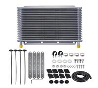 Oil Cooler Kit Kit de enfriador de aceite de transmisión universal con aletas y tubo de púas de 19, 25 y 32 filas, 9,6 mm (3/8"), con kit de instalación OSA029 Engine Oil Cooler(19 Row Silver)