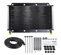 Oil Cooler Kit Kit de enfriador de aceite de transmisión universal con aletas y tubo de púas de 19, 25 y 32 filas, 9,6 mm (3/8"), con kit de instalación OSA029 Engine Oil Cooler(19 Row Black)