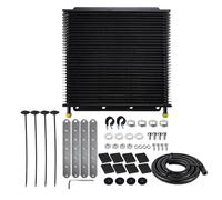 Oil Cooler Kit Kit de enfriador de aceite de transmisión universal con aletas y tubo de púas de 19, 25 y 32 filas, 9,6 mm (3/8"), con kit de instalación OSA029 Engine Oil Cooler(32 Row Black)