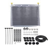 Oil Cooler Kit Kit de enfriador de aceite de transmisión universal con aletas y tubo de púas de 19, 25 y 32 filas, 9,6 mm (3/8"), con kit de instalación OSA029 Engine Oil Cooler(25 Row Silver)