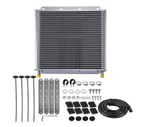 Oil Cooler Kit Kit de enfriador de aceite de transmisión universal con aletas y tubo de púas de 19, 25 y 32 filas, 9,6 mm (3/8"), con kit de instalación OSA029 Engine Oil Cooler(32 Row Silver)