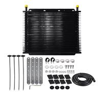Oil Cooler Kit Kit de enfriador de aceite de transmisión universal con aletas y tubo de púas de 19, 25 y 32 filas, 9,6 mm (3/8"), con kit de instalación OSA029 Engine Oil Cooler(25 Row Black)