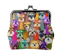 Oil Cute Schnauzer Dogs - Carteras pequeñas para mujer, carteras para mujer, monedero para mujer, cartera pequeña para mujer, con cremallera y cierre de beso, Negro -, Talla única, Art Deco