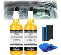Oil Film Remover for Glass, Car Mounted Glass Oil Film Remover - Car Glass Oil Film Cleaner,Car Windshield Cleaner,Invisible Glass Cleaner Spray,Glass Stripper From Invisible Glass (2Pcs)