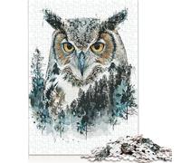 Oil Paint Owl Portrait Rompecabezas Imposible,desafío para Adultos Juego Educativo 1000 Piezas Obra De Arte De Juego De para Adultos Y Niños Mayores De 12 Años 1000pcs (75x50cm)