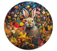 Oil Painting Conejo Puzzle Redondo 1000 Piezas animación Desafío Duro Imposible Idea De Regalo para Ella O Él para Adultos Y Jóvenes 1000pcs (67.5x67.5cm)