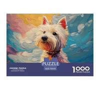 Oil Painting of A Dog West Highland 1000 Pcs Papel Ecológico Rompecabezas West Highland Terrier Liberador De Estrés Juego Creativo Puzzle para Niños Pequeños 70x50cm/1000pcs