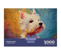 Oil Painting of A Dog West Highland 1000 Piezas Cartón Fuerte Rompecabezas West Highland Terrier Imágenes Vibrantes Juego Familiar Puzzle para Niños Pequeños 70x50cm/1000pcs