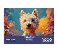 Oil Painting of A Dog West Highland 1000 Piezas Cartón Rompecabezas West Highland Terrier Imposible, Difícil Juego Familiar Puzzle para Niños Pequeños 70x50cm/1000pcs