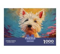Oil Painting of A Dog West Highland 1000 Piezas Papel Ecológico Rompecabezas West Highland Terrier Liberador De Estrés Juego Creativo Puzzle para Niños Pequeños 70x50cm/1000pcs