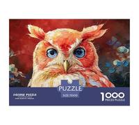 Oil Painting of A Red Owl 1000 Pcs Ökopapier Puzzle Kitten Lebendige Bilder Familienspiel Puzzles Für Erwachsene Und Kinder 70x50cm/1000pcs