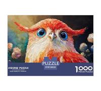 Oil Painting of A Red Owl 1000 Pcs Ökopapier Puzzle Kitten Stressabbau Kreatives Spiel Puzzles Als Wohnaccessoires 38x26cm/1000pcs