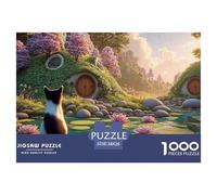 Oil Painting of The Lotus Pond 1000 Pcs Cartón Rompecabezas Fantasy Cottages Imposible, Difícil Juego Creativo Puzzle para Niños Pequeños 38x26cm/1000pcs