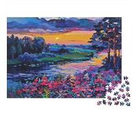 Oil Painting Puzzle para Adultos 1000 Piezas Reciclado Twilight Sky Puzzles para Personas Mayores Impossible Hard Difficult Desafiante Excelente Idea de Regalo para Women 38x26cm/1000pcs