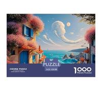 Oil Painting Square Composition Pink Flowers 1000 Pieza Cartulina Premium Rompecabezas Premium Colorful Houses Antiestrés Juguete De Cumpleaños Rompecabezas para Adultos Y Niños 52x38cm/1000pcs