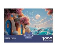 Oil Painting Square Composition Pink Flowers 1000 Piezas Cartulina Extra Gruesa Set De Rompecabezas Colorful Houses Antiestrés Juguete De Cumpleaños Rompecabezas Regalos Para Familia Y Amigos 38x26cm/