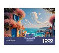 Oil Painting Square Composition Pink Flowers 1000 Piezas Cartulina Premium Rompecabezas DIY Colorful Houses Antiestrés Juego Creativo Rompecabezas para Adultos Y Niños 70x50cm/1000pcs