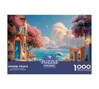 Oil Painting Square Composition Pink Flowers 1000 Piezas Cartulina Premium Rompecabezas Premium Colorful Houses Antiestrés Juguete De Cumpleaños Rompecabezas para Decoración del Hogar 38x26cm/1000pcs