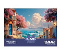 Oil Painting Square Composition Pink Flowers 1000 Piezas Papel Ecológico Resistente Rompecabezas DIY Colorful Houses Extremadamente Difícil Juguete De Cumpleaños Rompecabezas Regalos Para Familia Y Am