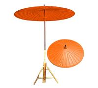 Oil Paper Sunshade Oriental Classic Hand Made Wind Resistance Umbrella Handle 3.5cm, 2m Garden Parasol Without (Base Purchased Separately)