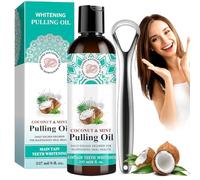 Oil Pulling, Coconut Pulling Oil, Aceite de Coco con Raspador de Lengua, Enjuague Bucal Con Aceite Blanqueador Natural, Enjuague Bucal Con Aceite De Coco, Elimina El Sarro Y La Placa (237 ml/8 Fl.Oz)