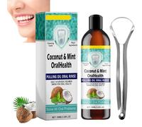 Oil Pulling,Coconut Pulling Oil,Enjuague Bucal con Aceite de Coco,100ml Aceite de Coco con Raspador de Lengua, Enjuague Bucal Con Aceite Blanqueador,para Blanquear los Dientes,Aliento Fresco