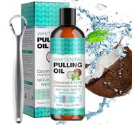 Oil Pulling, Natural Enjuague Bucal de Aceite de Coco & de Menta, Enjuague Bucal con Aceite Blanqueador Natural, Coconut Pulling Oil Ayuda a Limpiar los Dientes con un Aliento Fresco 237 ml