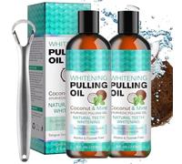 Oil Pulling, Natural Enjuague Bucal de Aceite de Coco & de Menta, Enjuague Bucal con Aceite Blanqueador Natural, Coconut Pulling Oil Ayuda a Limpiar los Dientes con un Aliento Fresco 237 ml