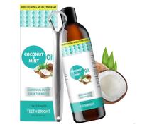 Oil Pulling, Natural Enjuague Bucal de Aceite de Coco & de Menta, Enjuague Bucal con Aceite Blanqueador Natural, Coconut Pulling Oil Ayuda a Limpiar los Dientes con un Aliento Fresco 237 ml